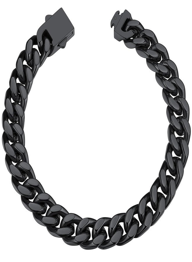 ChainsHouse سوار رجالي من تشينز هاوس مصنوع من الفولاذ المقاوم للصدأ 316L مطلي باللون الأسود، بتصميم سلسلة كوبية متداخلة، مقاس 9 مم وطول 21 سم. - Image 1