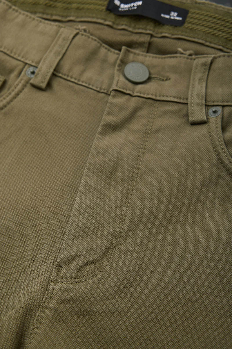 SNITCH بنطلون زيتوني بخصر متوسط وقصة ضيقة