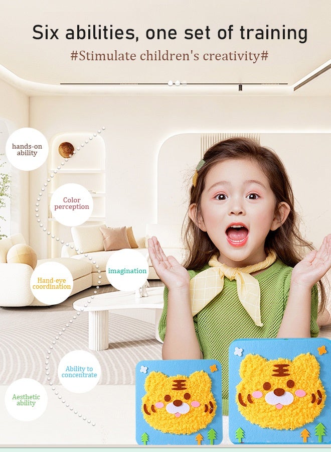 دمى تطريز حيوانات كرتونية ممتعة للأطفال، مجموعة أدوات خياطة يدوية، تطريز حيوانات كرتونية مع ملصقات، مجموعة خياطة يدوية تعليمية - Image 5