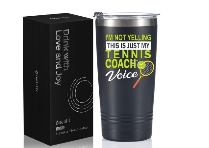 TENNIS COACH GIFTS FUNNY TENNIS GIFTS FOR COACH MEN WOMEN STAINLESS STEEL TUMBLER 20OZ DONT MAKE ME USE MY TENNIS COACH VOICE