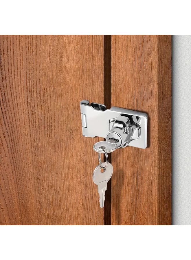 1pc 2 5 Inch Slivery Keyed Lock Durable Metal Hasp for Cabinets Small Doors Easy Installation - Image 1