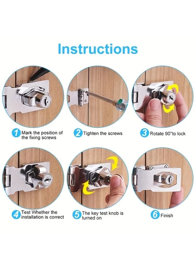 1pc 2 5 Inch Slivery Keyed Lock Durable Metal Hasp for Cabinets Small Doors Easy Installation - Image 5