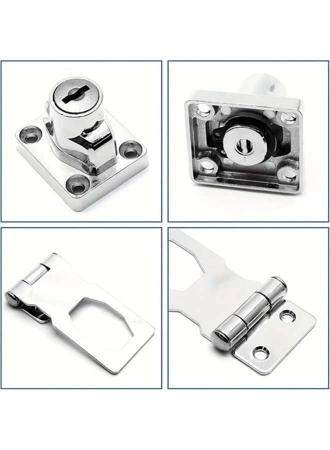 1pc 2 5 Inch Slivery Keyed Lock Durable Metal Hasp for Cabinets Small Doors Easy Installation - Image 3