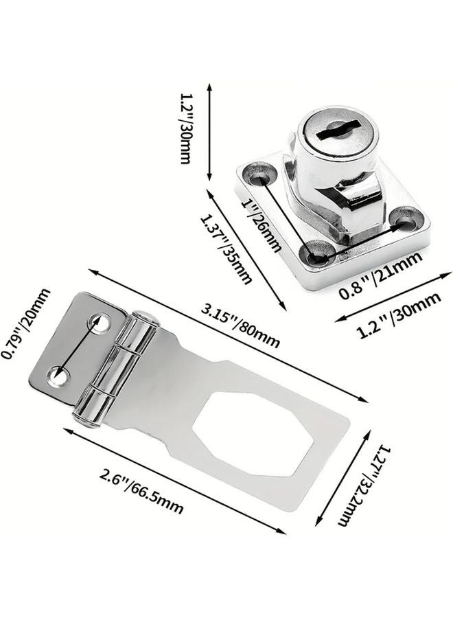 1pc 2 5 Inch Slivery Keyed Lock Durable Metal Hasp for Cabinets Small Doors Easy Installation - Image 4