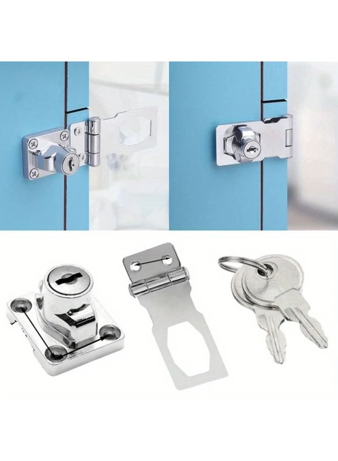 1pc 2 5 Inch Slivery Keyed Lock Durable Metal Hasp for Cabinets Small Doors Easy Installation - Image 2