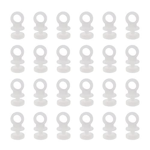Micro Trader 50Pcs Curtain Track Rail Gliders Runner Wheel Rollers Hooks Fit for 9mm Wide Curtain Track Rail 9mm Bottom Diameter White Plastic - Image 1