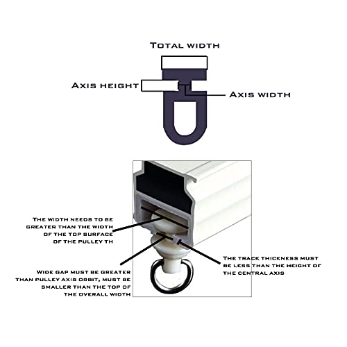 Micro Trader 50Pcs Curtain Track Rail Gliders Runner Wheel Rollers Hooks Fit for 9mm Wide Curtain Track Rail 9mm Bottom Diameter White Plastic - Image 4