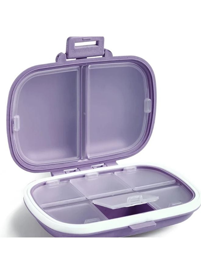 2 Purple Mini Pill Boxes Weekly Organizer For Daily Meds Vitamins Supplements Travel - Image 5