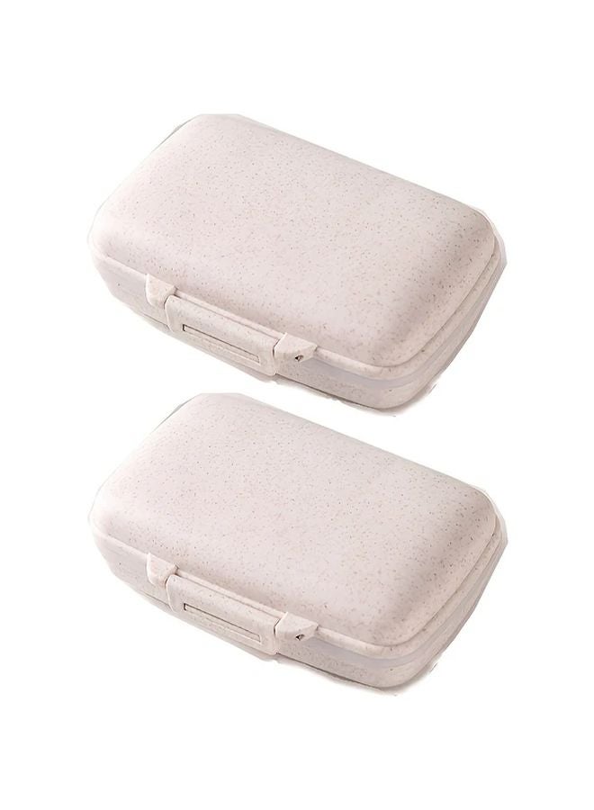 2 Purple Mini Pill Boxes Weekly Organizer For Daily Meds Vitamins Supplements Travel - Image 3