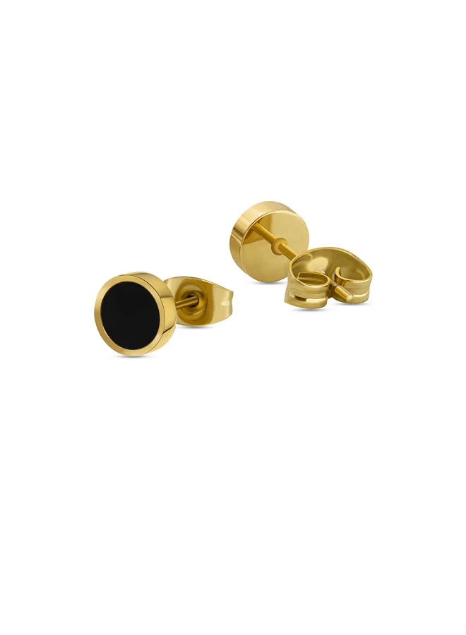 POLICE Aurora Gold with White & Black Inlay Mismatched Earrings for Women