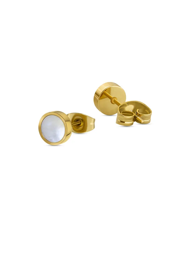 POLICE Aurora Gold with White & Black Inlay Mismatched Earrings for Women
