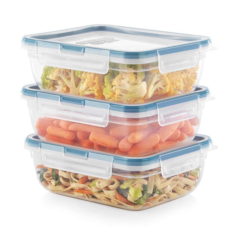 Snapware Total Solution 3-Pack (8.5-Cup) Plastic Food Storage Containers Set, Leakproof & Airtight Locking Lids Rectangular Tupperware, Non-Toxic BPA-Free Lids, Microwave Dishwasher Freezer Safe - Image 3