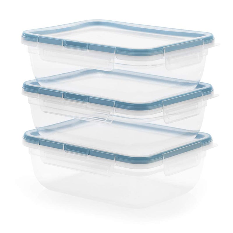 Snapware Total Solution 3-Pack (8.5-Cup) Plastic Food Storage Containers Set, Leakproof & Airtight Locking Lids Rectangular Tupperware, Non-Toxic BPA-Free Lids, Microwave Dishwasher Freezer Safe - Image 1