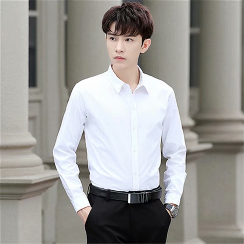 Men'S Summer Business British Shirt Men'S Long Sleeve Slim Korean Style Formal Black Shirt Plus Size Color Non-Ironing Shirt - Image 4