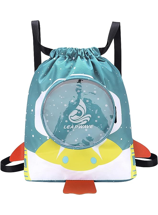Raxoom Drawstring Gym Bag for Kids Waterproof Swimming Backpack Boys Girls Sport Gym Bags Dry Wet Separation Bag Beach Travel Backpack with Transparent Front Pocket for Kids - Image 1