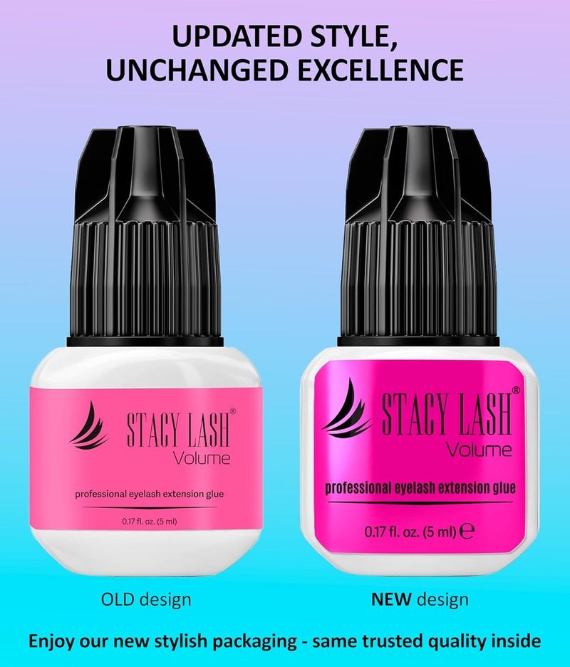 Stacy Lash Volume Eyelash Extension Glue 0.17 fl.oz/5ml / 3 Sec Drying Time/Retention 6 Weeks/Strong Hold Black Adhesive/Professional Supplies - Image 2