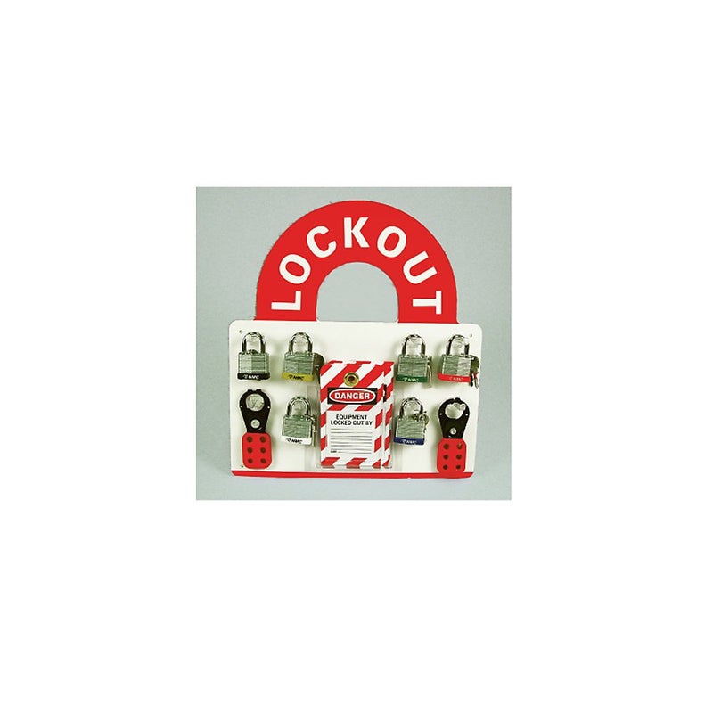 NMC with Master Lock Products, MLO1BI 10 Piece Plexiglass Bilingual Equipped Plexiglass Mini Lockout Center Kit - Image 4