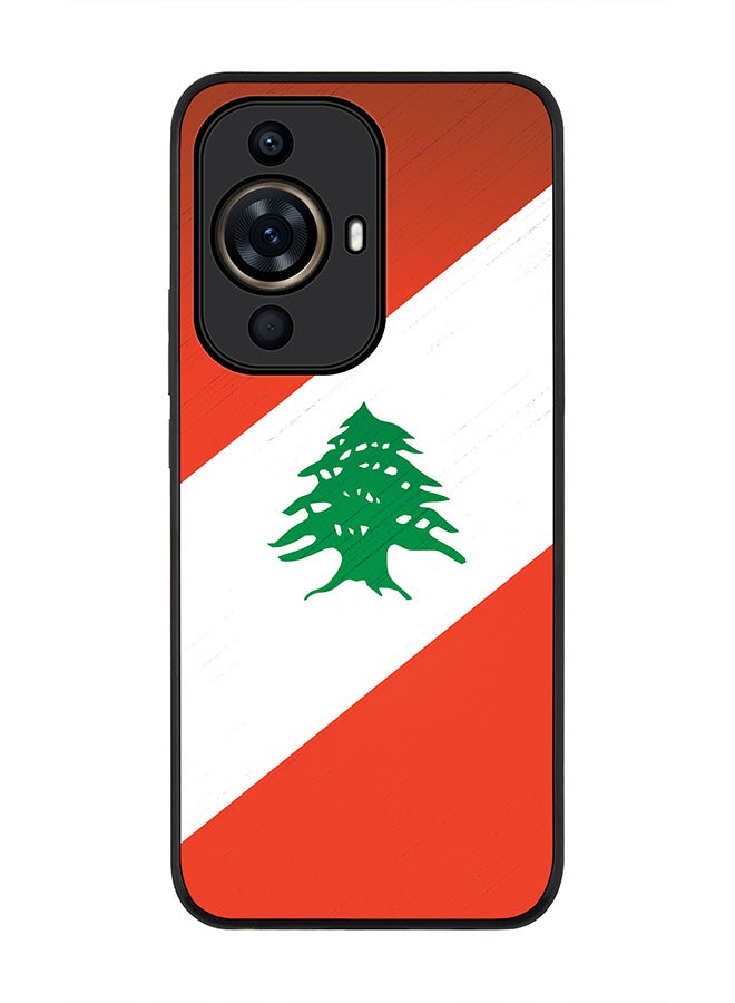 Stylizedd Rugged Black Edge case for Huawei nova 11 Pro, Slim fit Soft Case Flexible Rubber Edges Anti Drop TPU Gel Thin Cover - Flag Of Lebanon - Image 1