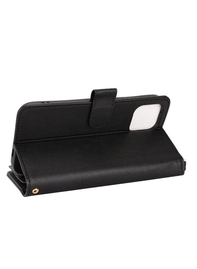 Zaboon Case For iPhone 12 / 12 Pro Litchi Texture Zipper Leather Phone Case - Image 4