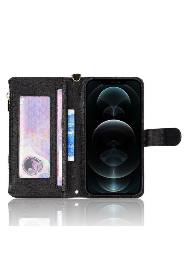 Zaboon Case For iPhone 12 / 12 Pro Litchi Texture Zipper Leather Phone Case - Image 3