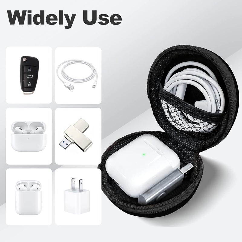 Woyinger Round Earbud Case Portable EVA Carrying Case Storage Bag Cell Phone Accessories Organizer with Carabiner for Earphone, Earbud, Earpieces, SD Memory Card, Camera Chips,Black - Image 4