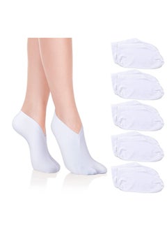Moisturizing Socks Overnight Spa Socks for Dry Feet Moisture Enhancing Socks Foot Care Treatment Soft Premium Cotton Spandex Socks Cosmetic Moisturizing Socks for Women and Men White 5 Pairs