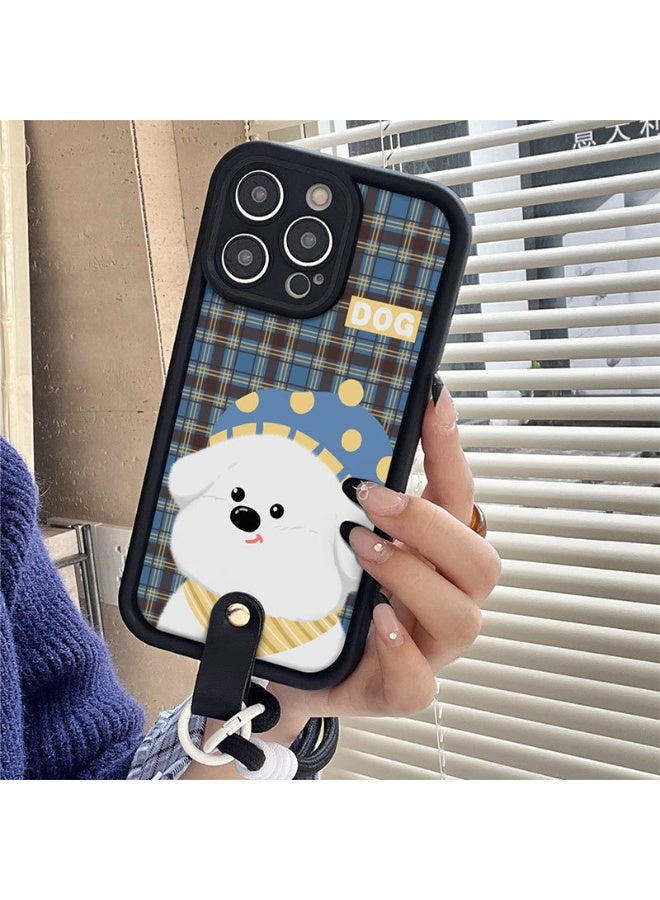 NIBEMINENT Plaid Puppy Protective TPU Case Cover For iPhone 15 Plus, Black