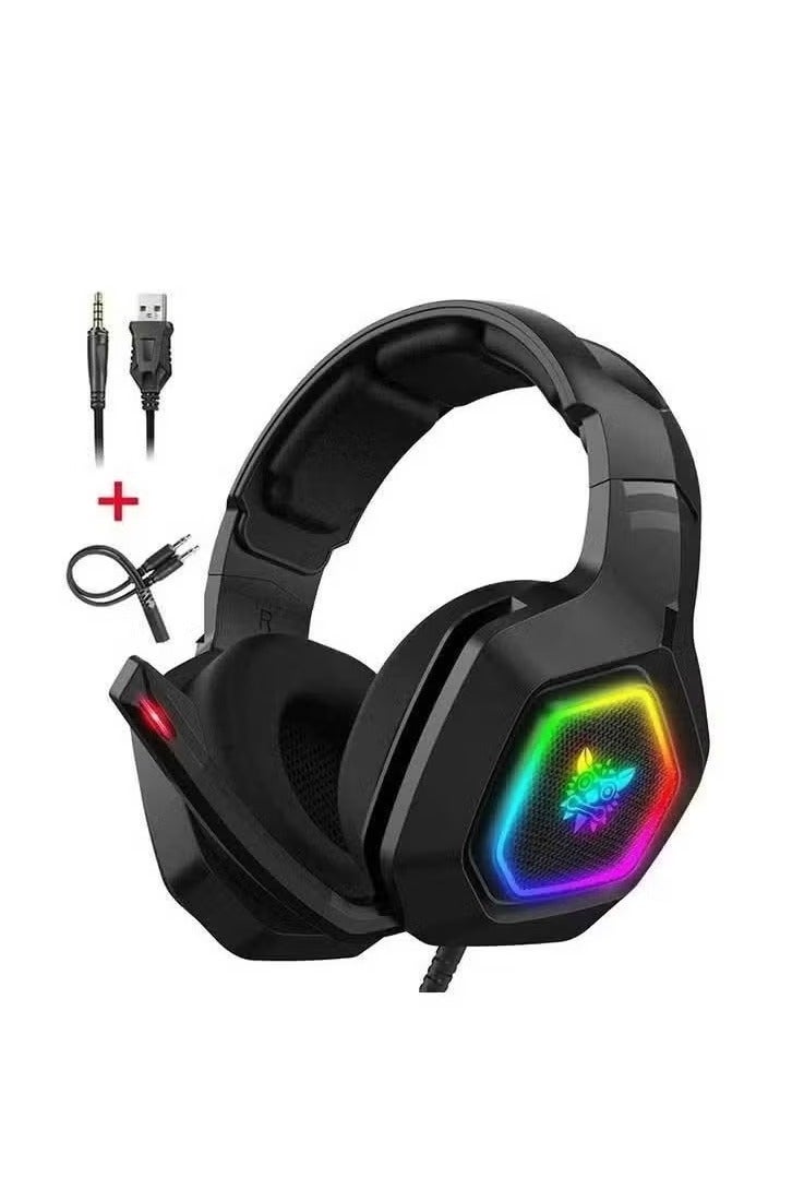 onikuma K10 Gaming Headset with Surround Sound Pro Noise Canceling Gaming Headphones, High-Performance Mic & RGB LED Light, Comfortable Over-Ear Design, Perfect for PC, Xbox, PlayStation, Mobile Gaming – Immersive Audio Experience - Image 1