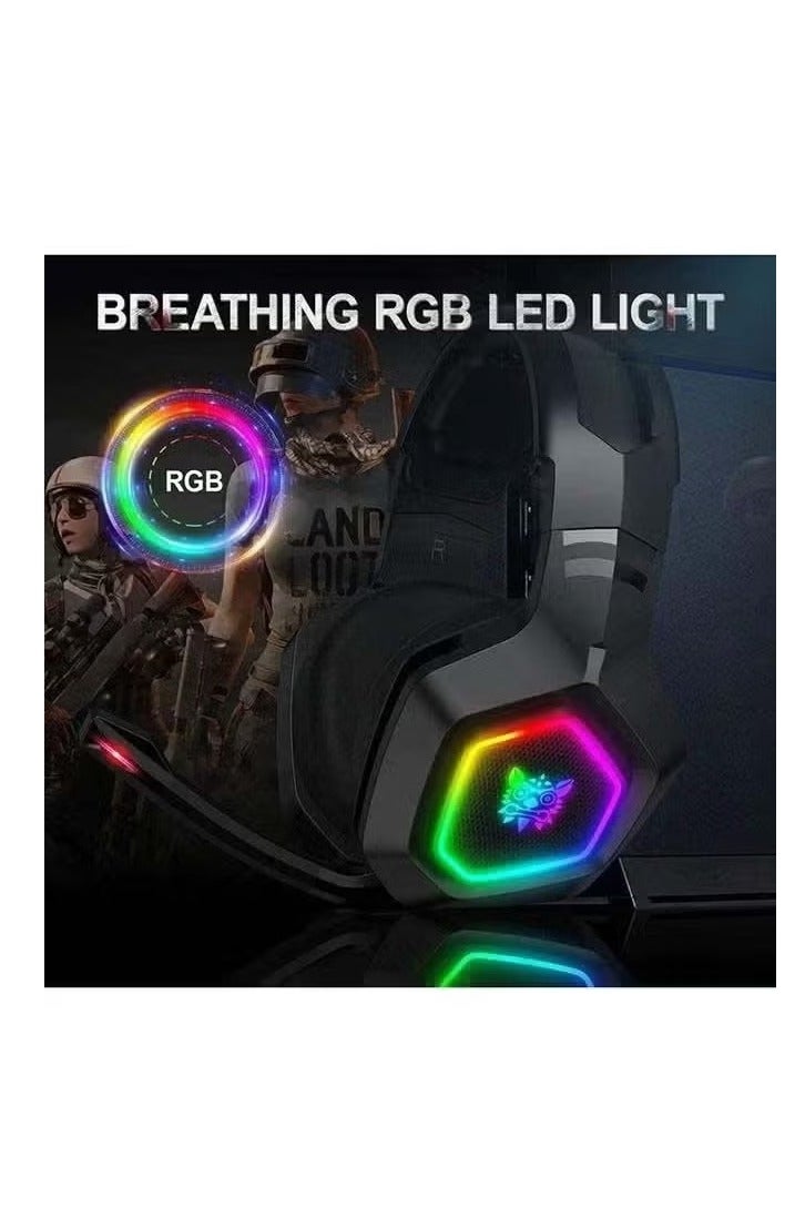 onikuma K10 Gaming Headset with Surround Sound Pro Noise Canceling Gaming Headphones, High-Performance Mic & RGB LED Light, Comfortable Over-Ear Design, Perfect for PC, Xbox, PlayStation, Mobile Gaming – Immersive Audio Experience - Image 3