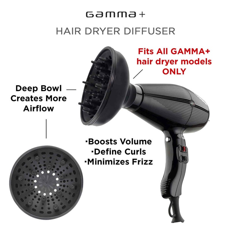 GAMMA+ Professional Hair Dryer Diffuser Attachment, Fits Only Gamma+ Dryer Models Black - Image 2