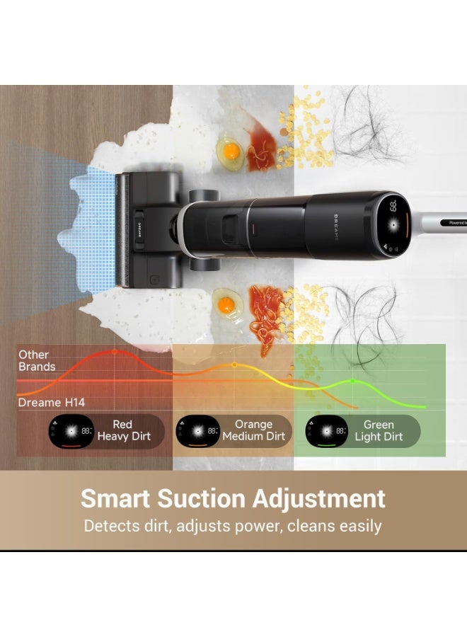dreame H14 Cordless Vacuum Mop, 180° Lie-Flat Wet Dry Vacuum cleaner, 140°F Brush Washing, Fast Hot Air Drying in 5Mins, Smart Hard Floor Cleaner Machine with Powerful Suction, Great for Sticky Messes - Image 3