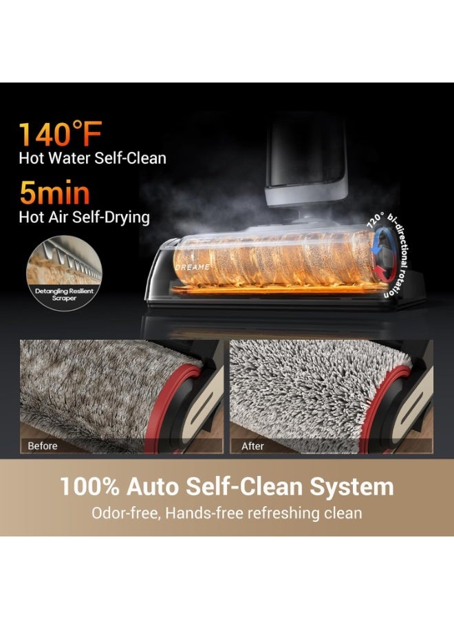 dreame H14 Cordless Vacuum Mop, 180° Lie-Flat Wet Dry Vacuum cleaner, 140°F Brush Washing, Fast Hot Air Drying in 5Mins, Smart Hard Floor Cleaner Machine with Powerful Suction, Great for Sticky Messes - Image 4