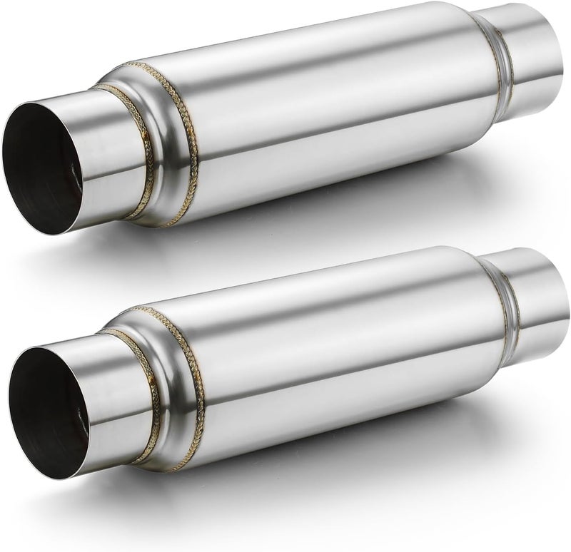 A-KARCK Exhaust Resonator 3 Inch Inlet, 3" Inlet 3" Outlet 16" Overall Length Performance Muffler Resonator, Deep Tone Clear Up Rasp 2 Pack - Image 1