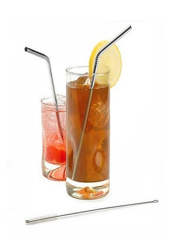 Iktu Stainless Steel Cocktail Mocktail Straw with Cleaning Brush -4pcs - Image 2