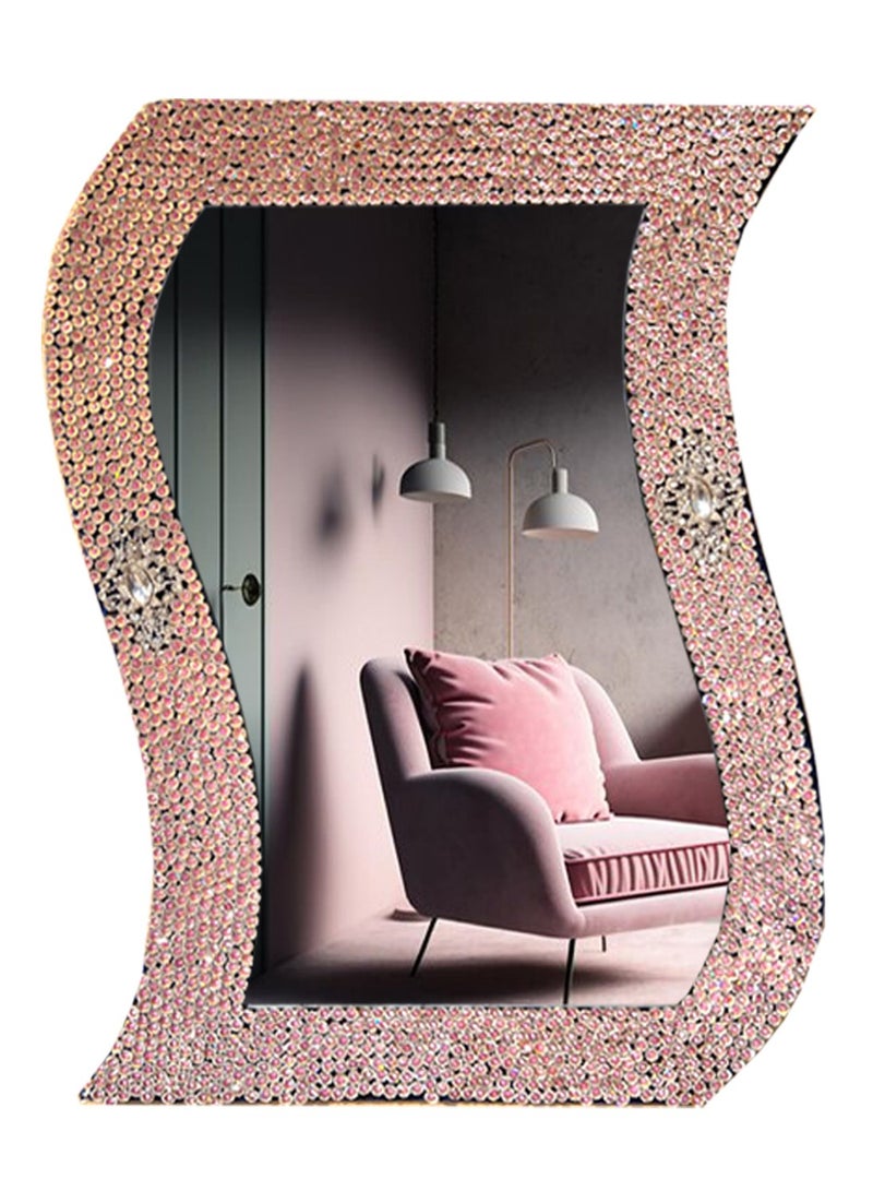 TriBro S-Shape EYE catching Handmade Decorative wall Mirror in Pink Colour Hanging for Bedroom Livingroom and Hallway Size 66.04 x 44.45cm x 10mm - Image 1