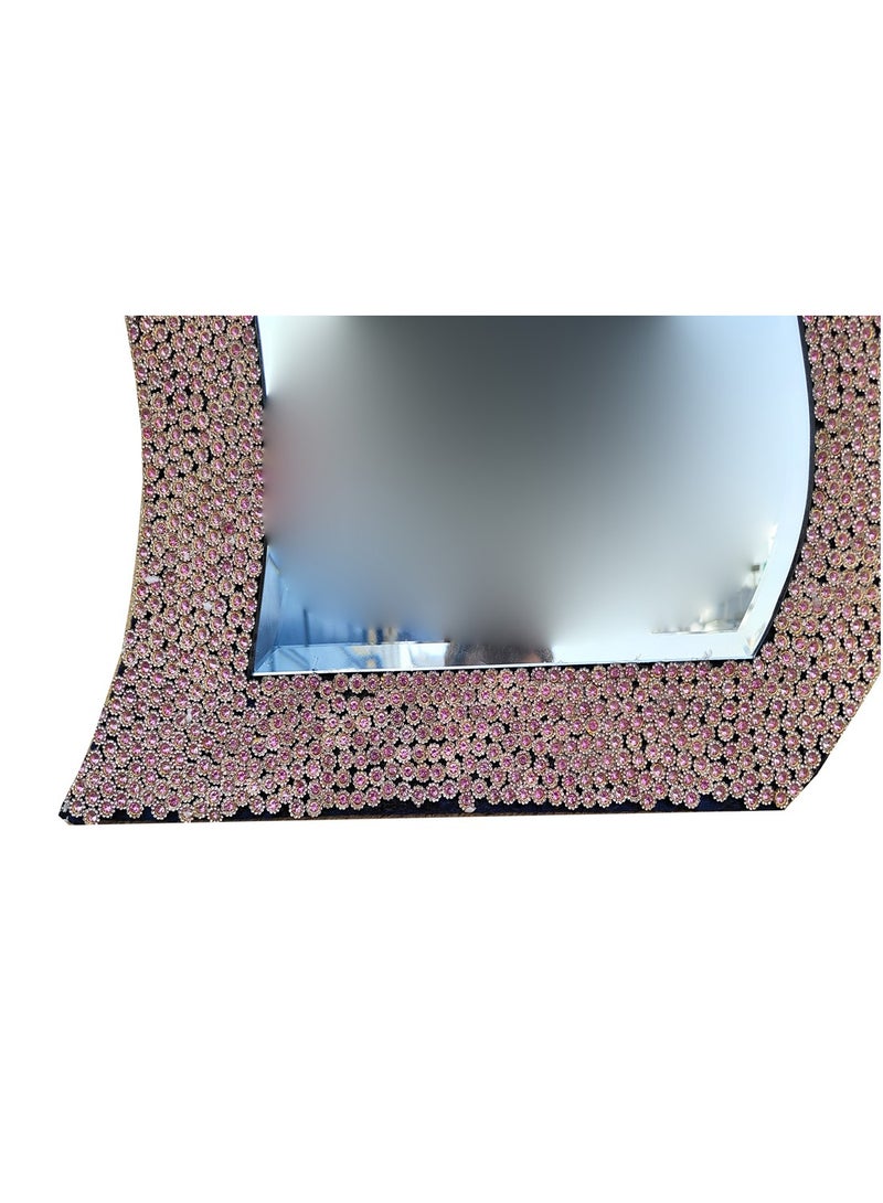 TriBro S-Shape EYE catching Handmade Decorative wall Mirror in Pink Colour Hanging for Bedroom Livingroom and Hallway Size 66.04 x 44.45cm x 10mm - Image 4