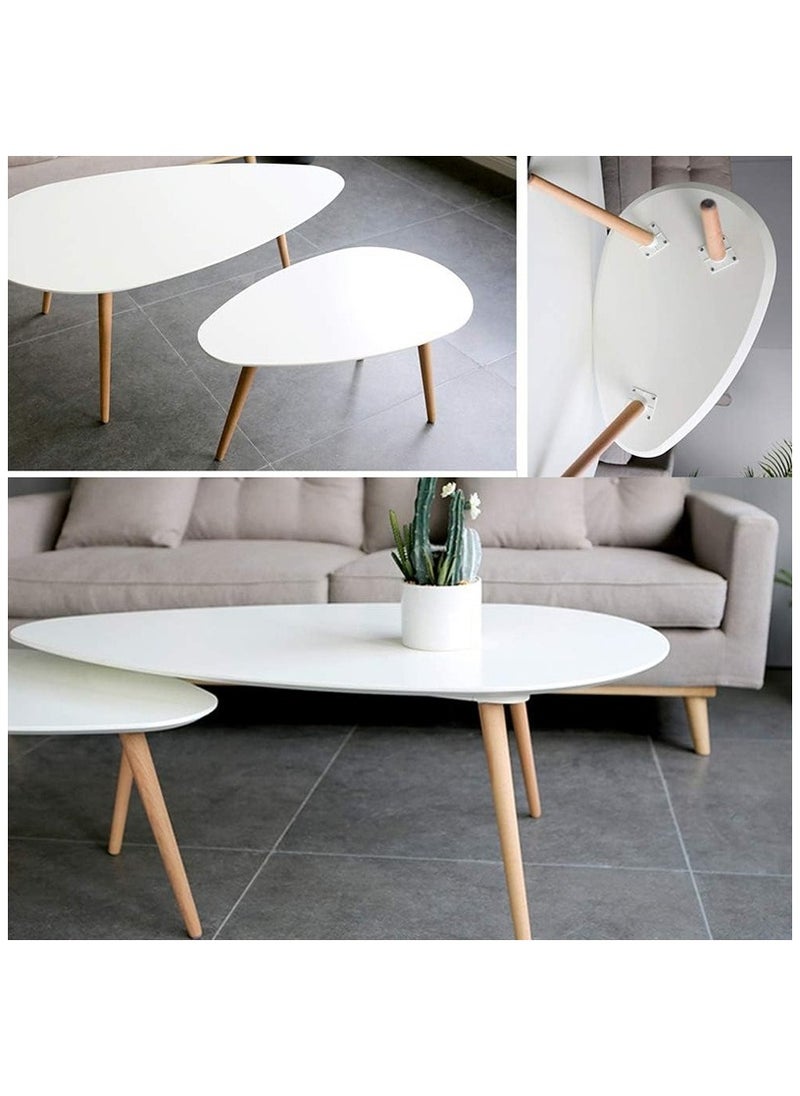Neo Front Neo Front Modern Egg Shaped Coffee Table for Living Room - White & Oak | Sleek Desk & Easy Assembly OP-70  - Image 4