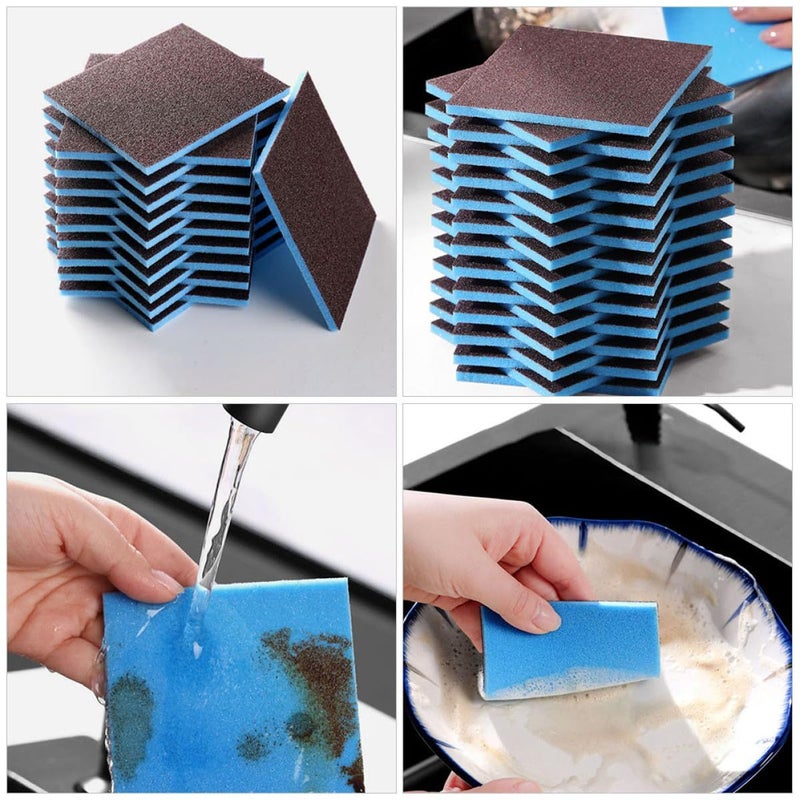 10pcs Double Sided Carborundum Scrub Sponges Heavy Duty Kitchen Cleaning Pads Dish Wok Rust Stain Removal - Image 5