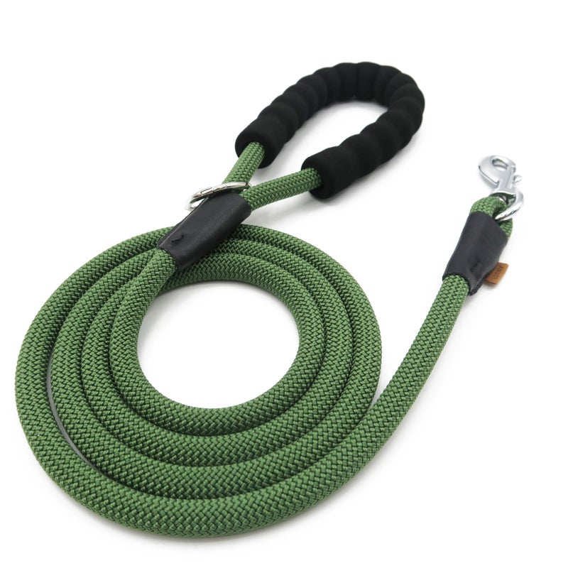 Aiminto Dog Leash, Braided Rope Traction â€“ Walking Training Lead for Medium/Large Dogs ((1/2") x 6FT, Dark Green) - Image 1