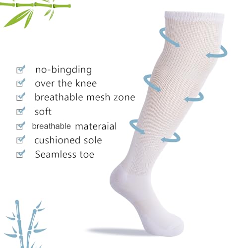 Athlemo Womens Non-Binding Diabetic Over Knee Socks - 4 Pack Seamless Medical Circulation Cushioned Socks,BLK9-11 - Image 3