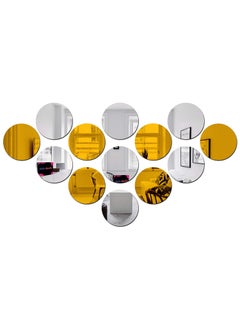 Bikri Kendra Bikri Kendra Ind Circle 7 Silver 6 Golden Mirror Stickers for Wall Acrylic Mirror Mirror Wall Decor Sticker Wall Mirror Stickers Acrylic Stickers Wall Stickers for Hall Room Bedroom Kitchen 