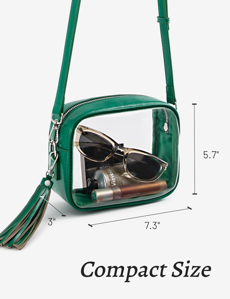 Yarnic Clear Bag Stadium Approved for Concert, PVC Transparent Crossbody Purse Small Crossbody Bag with Adjustable Shoulder Strap for Women (Green) - Image 3