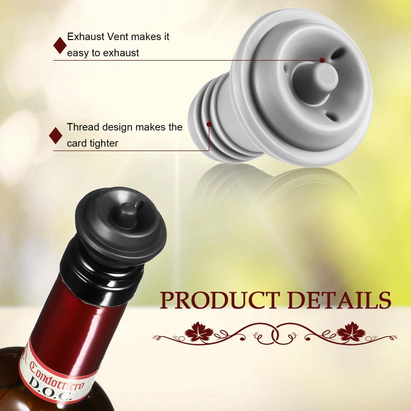 Honoson 18 Pieces Wine Saver Pump with Vacuum Reusable Preserver Practical Wine Keeper Bottle Sealer Keep Fresh for Kitchen Office Home Adult Party Favor Supplies(Gray) - Image 3