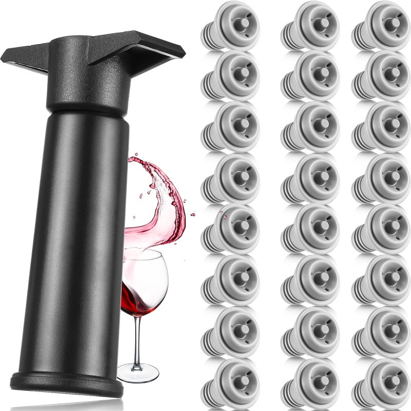 Honoson 18 Pieces Wine Saver Pump with Vacuum Reusable Preserver Practical Wine Keeper Bottle Sealer Keep Fresh for Kitchen Office Home Adult Party Favor Supplies(Gray) - Image 1