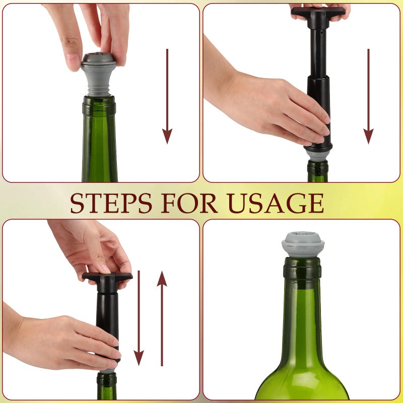 Honoson 18 Pieces Wine Saver Pump with Vacuum Reusable Preserver Practical Wine Keeper Bottle Sealer Keep Fresh for Kitchen Office Home Adult Party Favor Supplies(Gray) - Image 4