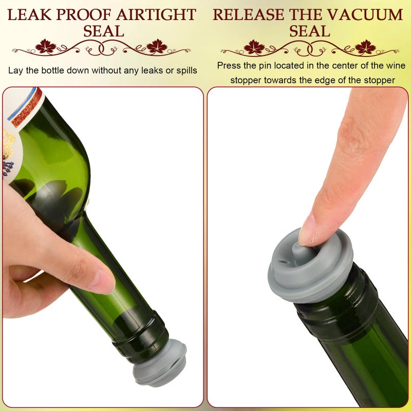 Honoson 18 Pieces Wine Saver Pump with Vacuum Reusable Preserver Practical Wine Keeper Bottle Sealer Keep Fresh for Kitchen Office Home Adult Party Favor Supplies(Gray) - Image 5