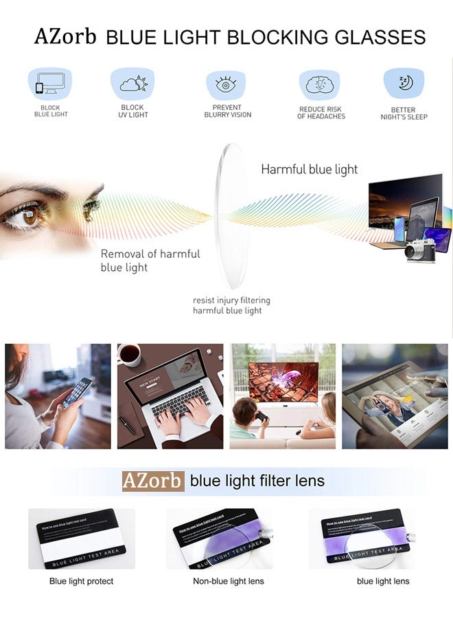 AZorb Round Blue Light Blocking Glasses for Men Women, Metal Frame Anti Blue Light Eye Glasses for Reading Computer Gaming Eyeglasses Retro Circle Style Vintage Eyewear - Image 4