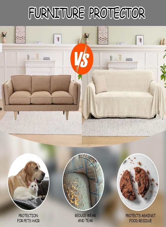 LOMAO Couch Cover Sofa Covers for 3 Cushion Sectional Couch Covers L Shape Couch Cover with Tassel Sofa Protector Washable Reversible Chenille Sofa Slipcover for Pet (Beige,Large(71 * 118)) - Image 5
