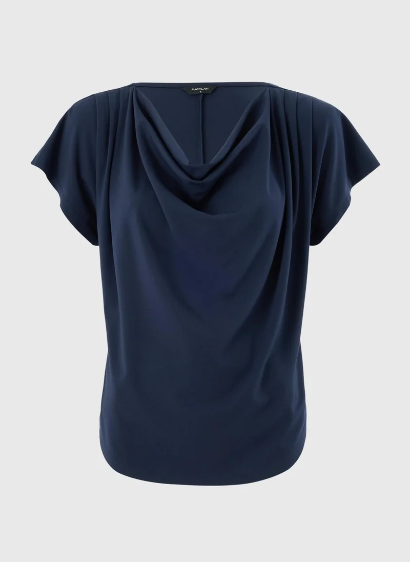 ماتلان Navy Cowl Angel Sleeve Top