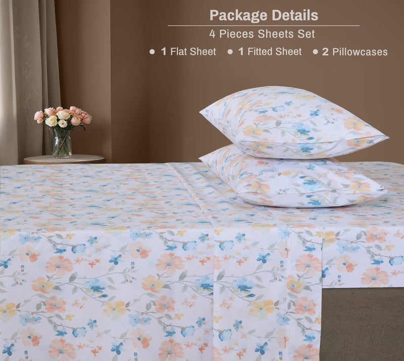 ZOYER 100% Cotton Sheets â€“ Queen Size Percale Bedding, Cooling & Breathable, Durable with a Crisp, Soft & Comfortable Feel, 16" Deep Pocket, 4-Piece Set, Summer Spring - Image 4
